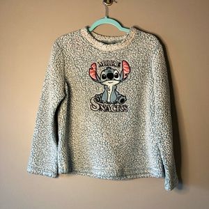 Disney Stitch Fleece Loungewear Top S More snacks Cozy Warm.